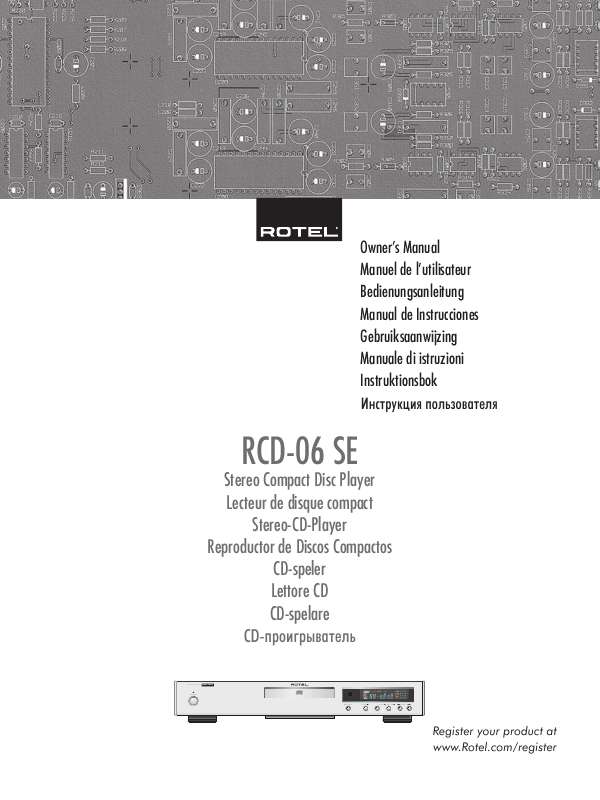 Guide utilisation ROTEL RCD-06 SE  de la marque ROTEL