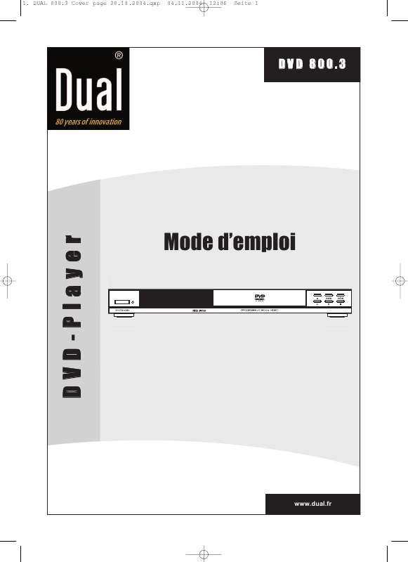 Guide utilisation DUAL DVD 800.3  de la marque DUAL