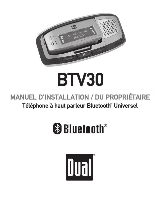 Guide utilisation DUAL BTV30  de la marque DUAL