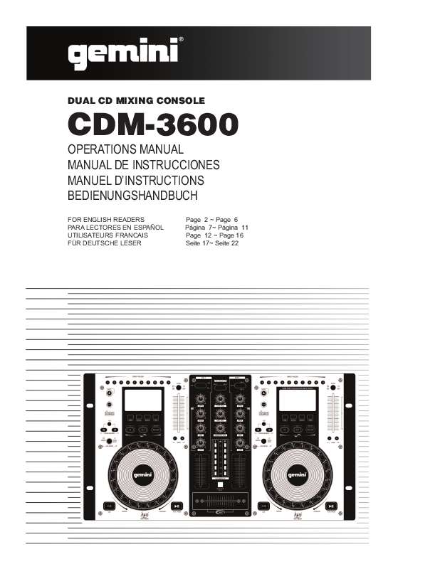 Guide utilisation  GEMINI CDM-3600  de la marque GEMINI
