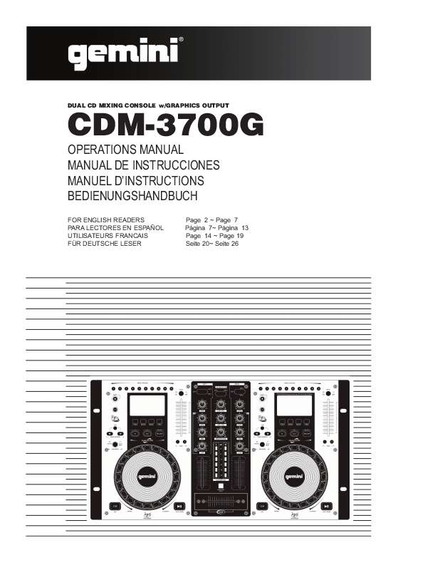 Guide utilisation  GEMINI CDM-3700G  de la marque GEMINI