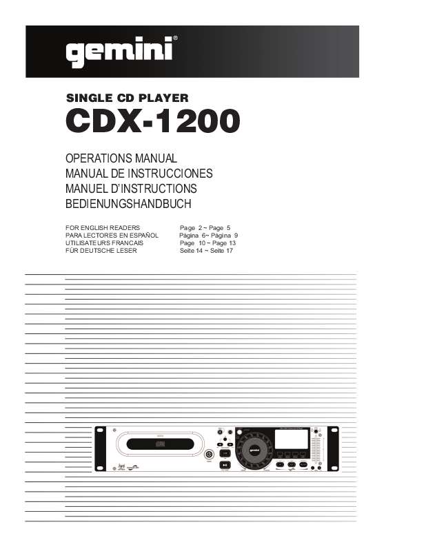 Guide utilisation  GEMINI CDX-1200  de la marque GEMINI