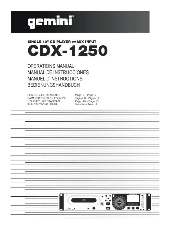 Guide utilisation  GEMINI CDX-1250  de la marque GEMINI