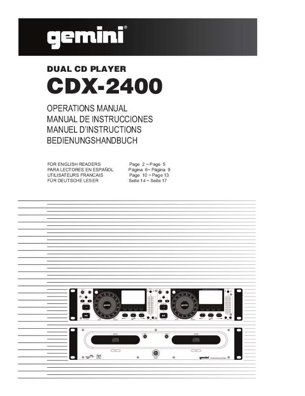 Guide utilisation  GEMINI CDX-2400  de la marque GEMINI