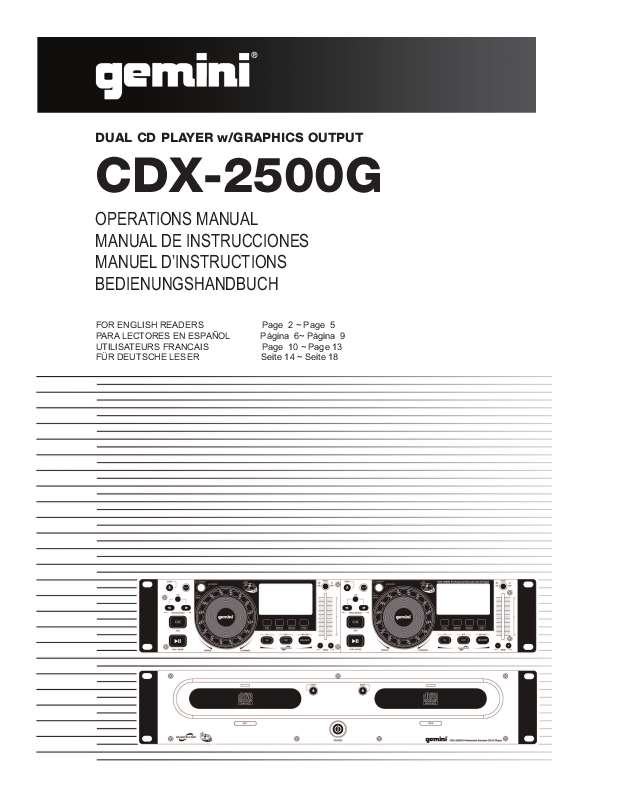 Guide utilisation  GEMINI CDX-2500G  de la marque GEMINI