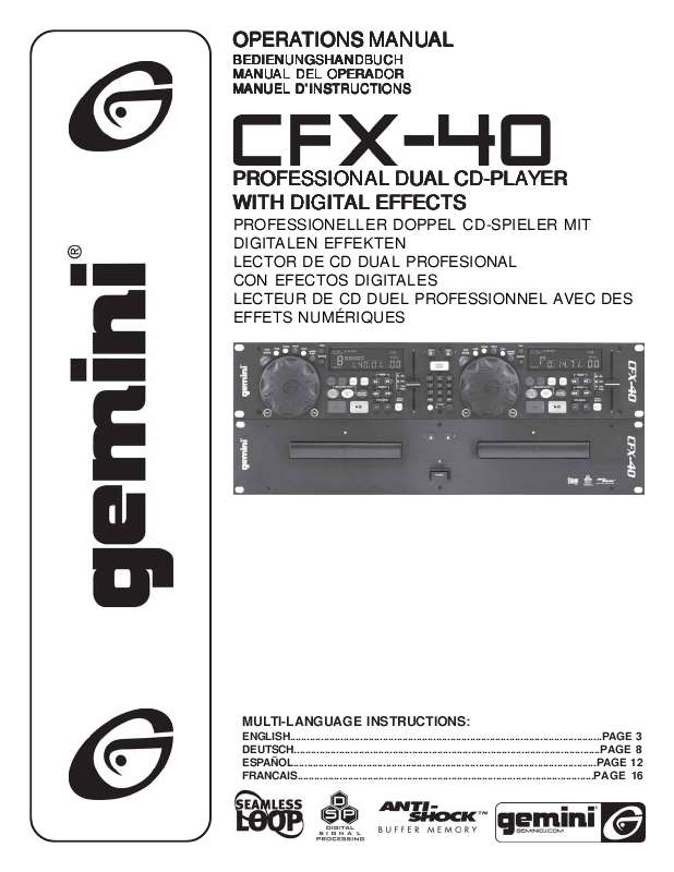 Guide utilisation  GEMINI CFX-40  de la marque GEMINI