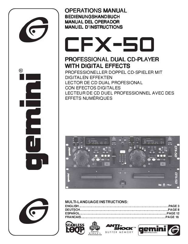 Guide utilisation  GEMINI CFX-50  de la marque GEMINI