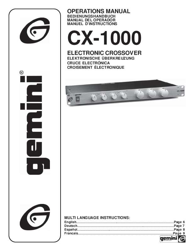 Guide utilisation  GEMINI CX-1000  de la marque GEMINI
