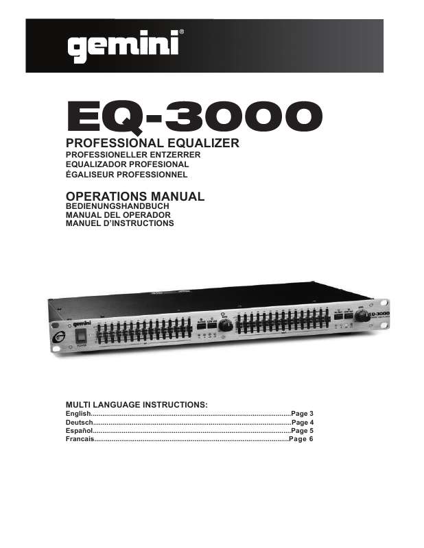 Guide utilisation  GEMINI EQ-3000  de la marque GEMINI