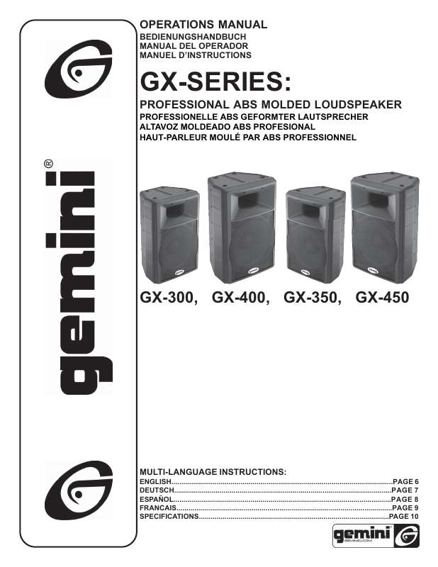 Guide utilisation  GEMINI GX-450  de la marque GEMINI