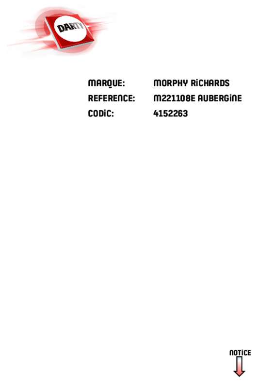 Guide utilisation MORPHY RICHARDS CHROMA M221152EE  de la marque MORPHY RICHARDS