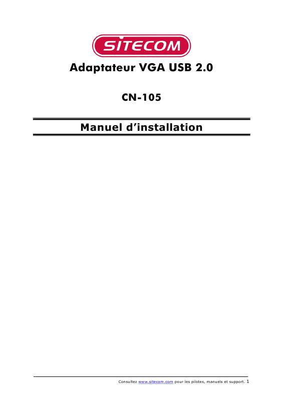 Guide utilisation SITECOM CN-105 USB2.0 VGA-ADAPTER  de la marque SITECOM