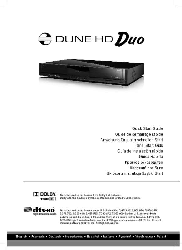 Guide utilisation DUNE HD DUO  de la marque DUNE HD