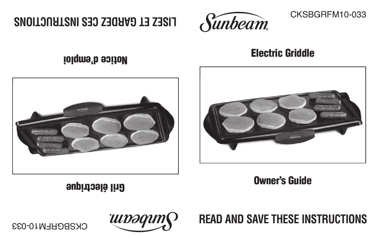 Guide utilisation  SUNBEAM CKSBGRFM10-033  de la marque SUNBEAM