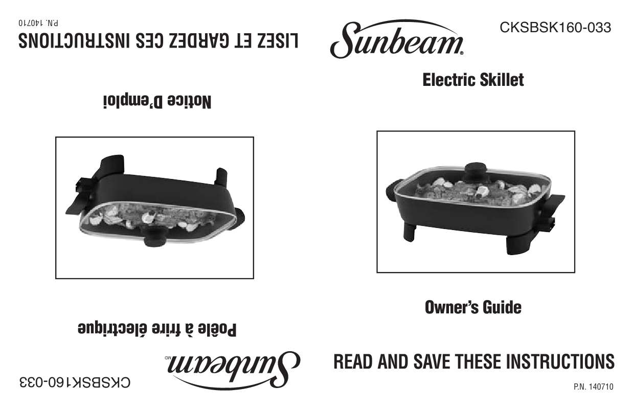 Guide utilisation  SUNBEAM CKSBSK160-033  de la marque SUNBEAM