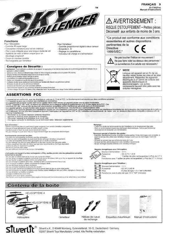 Guide utilisation  SILVERLIT PICCOZ SKY CHALLENGER EI-1765  de la marque SILVERLIT