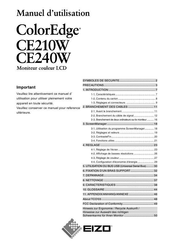 Guide utilisation EIZO COLOREDGE CE240W  de la marque EIZO