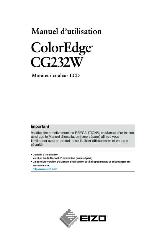 Guide utilisation EIZO COLOREDGE CG232W  de la marque EIZO