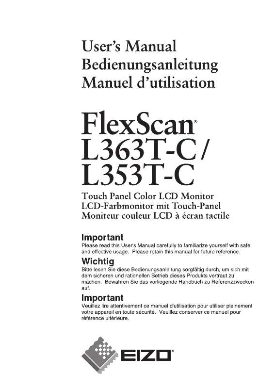 Guide utilisation EIZO FLEXSCAN L353T-C  de la marque EIZO