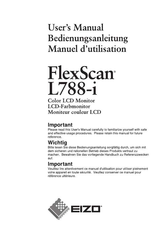 Guide utilisation EIZO FLEXSCAN L788-I  de la marque EIZO