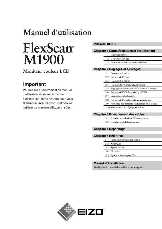 Guide utilisation EIZO FLEXSCAN M1900  de la marque EIZO