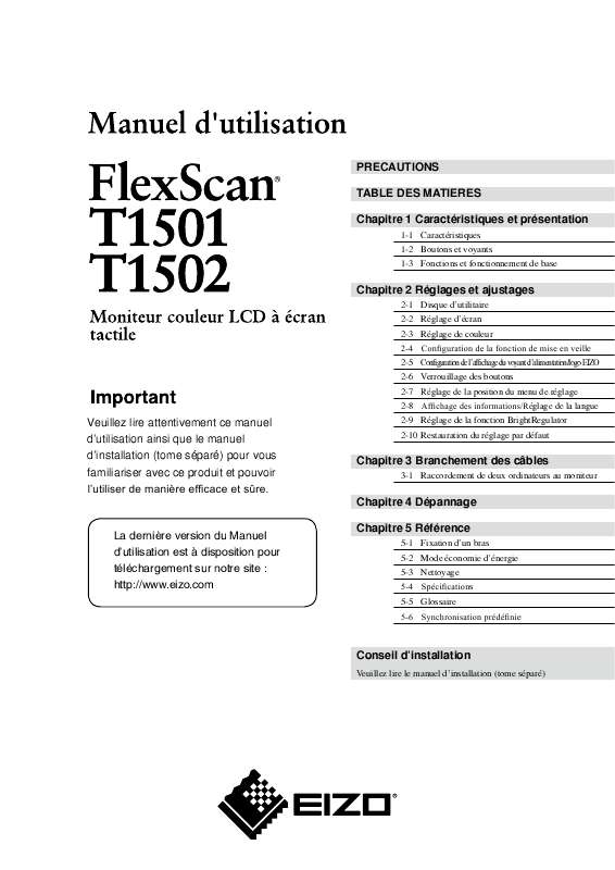 Guide utilisation EIZO FLEXSCAN T1501  de la marque EIZO