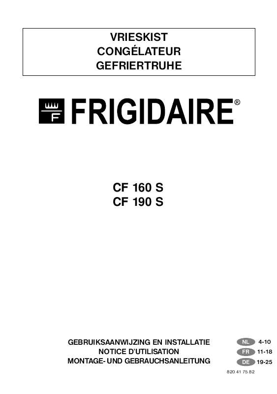 Guide utilisation  FRIGIDAIRE CF190S  de la marque FRIGIDAIRE
