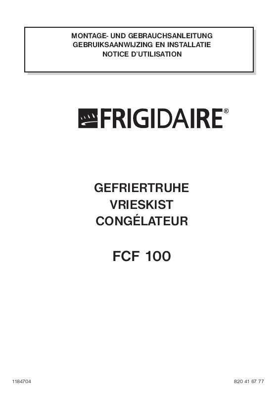 Guide utilisation  FRIGIDAIRE FCF100  de la marque FRIGIDAIRE