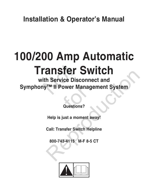 Guide utilisation GENERAL ELECTRIC 100 AMP AUTOMATIC TRANSFER SWITCH  de la marque GENERAL ELECTRIC