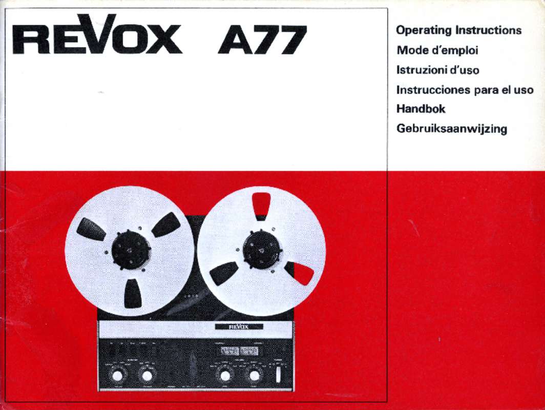 Guide utilisation  REVOX A77  de la marque REVOX