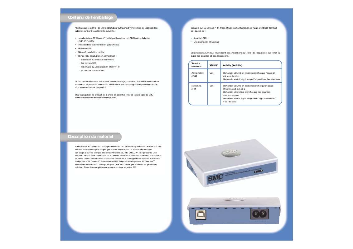 Guide utilisation SMC HP1D-USB  de la marque SMC