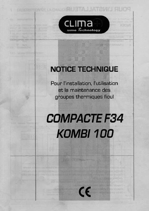 Guide utilisation  CLIMA COMPACTE F34 KOMBI 100  de la marque CLIMA+