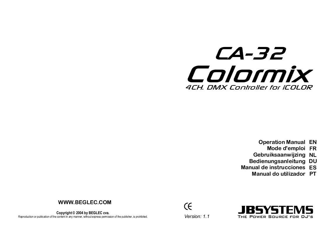 Guide utilisation  JBSYSTEMS LIGHT CA-32 COLORMIX  de la marque JBSYSTEMS LIGHT