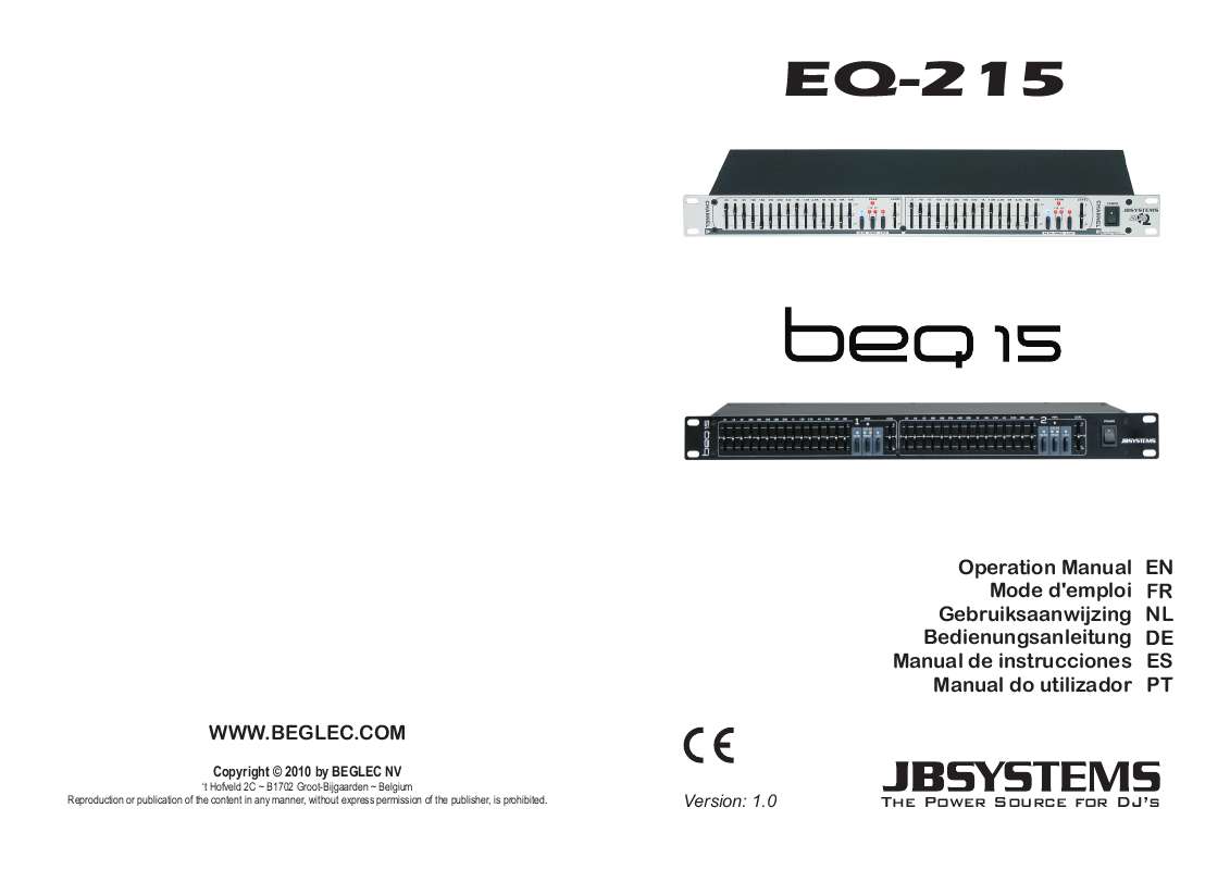Guide utilisation  JBSYSTEMS LIGHT EQ-215  de la marque JBSYSTEMS LIGHT