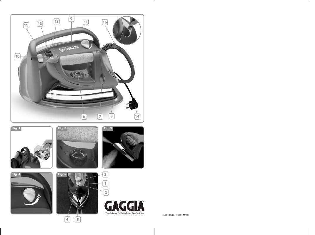 Guide utilisation GAGGIA STIRO GAGGIA PROFESSIONAL TOP de la marque GAGGIA
