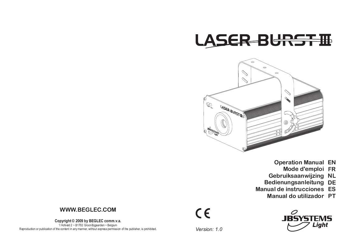 Guide utilisation  JBSYSTEMS LIGHT LASER BURST III  de la marque JBSYSTEMS LIGHT