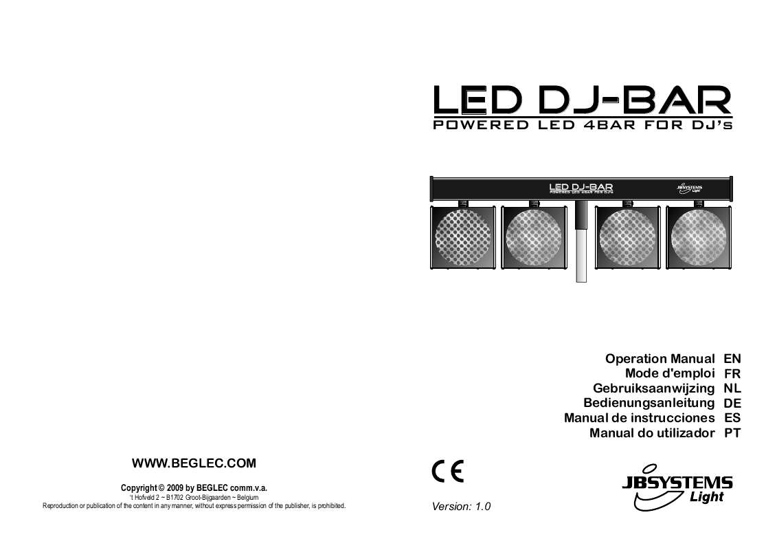 Guide utilisation  JBSYSTEMS LIGHT LED DJ-BAR  de la marque JBSYSTEMS LIGHT