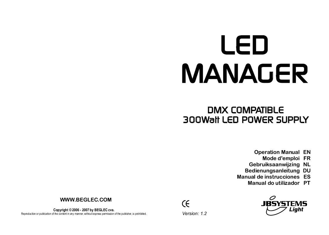 Guide utilisation  JBSYSTEMS LIGHT LED MANAGER  de la marque JBSYSTEMS LIGHT