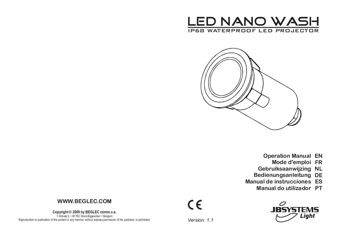 Guide utilisation  JBSYSTEMS LIGHT LED NANO WASH  de la marque JBSYSTEMS LIGHT