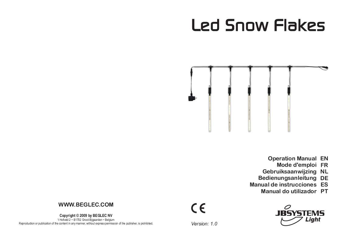Guide utilisation  JBSYSTEMS LIGHT LED SNOW FLAKES  de la marque JBSYSTEMS LIGHT