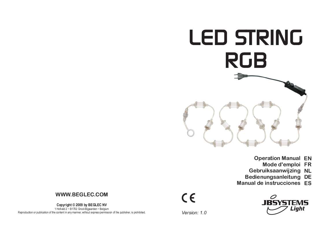 Guide utilisation  JBSYSTEMS LIGHT LED STRING RGB  de la marque JBSYSTEMS LIGHT
