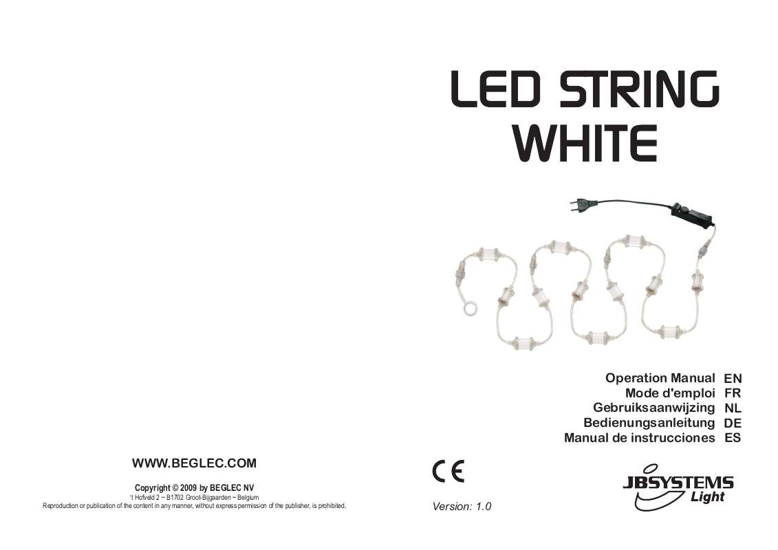 Guide utilisation  JBSYSTEMS LIGHT LED STRING WHITE  de la marque JBSYSTEMS LIGHT