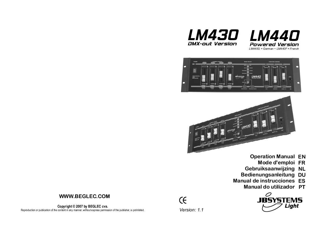Guide utilisation  JBSYSTEMS LIGHT LM 440  de la marque JBSYSTEMS LIGHT