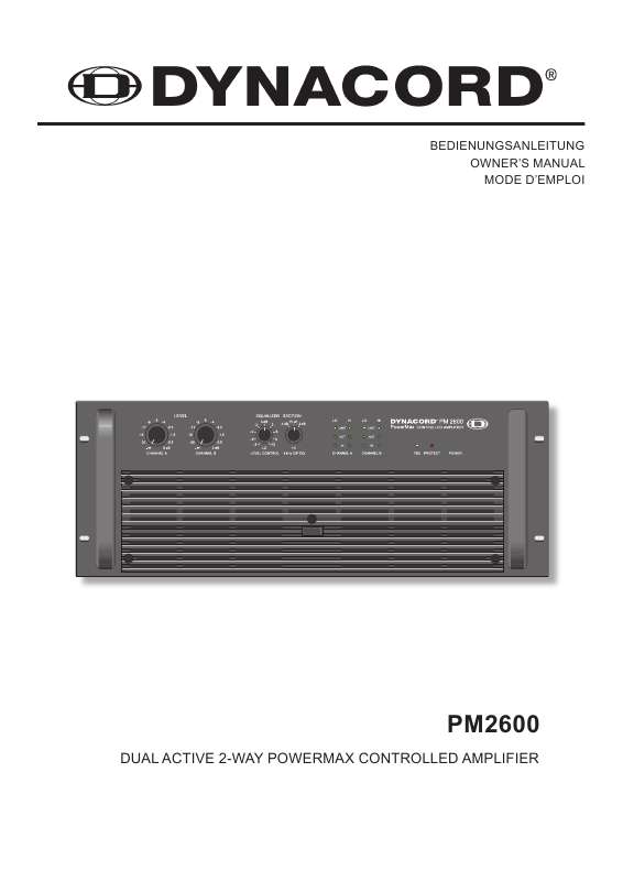 Guide utilisation  DYNACORD PM2600  de la marque DYNACORD