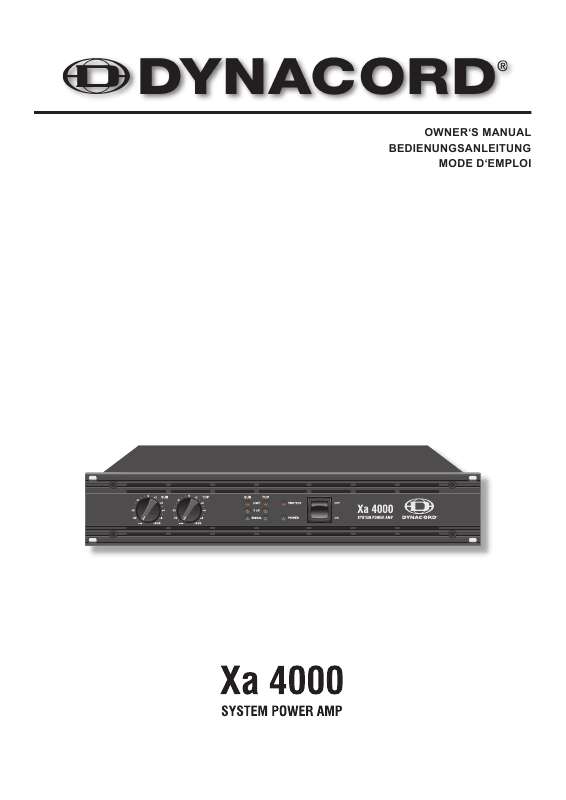 Guide utilisation  DYNACORD XA 4000  de la marque DYNACORD