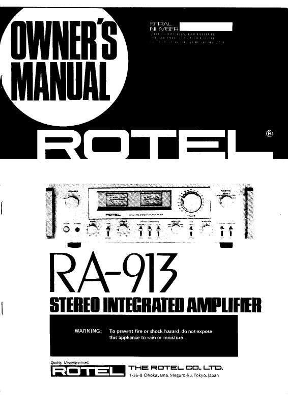 Guide utilisation ROTEL RA-913  de la marque ROTEL