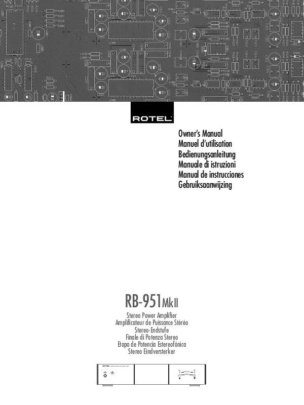 Guide utilisation ROTEL RB-951 MK II  de la marque ROTEL