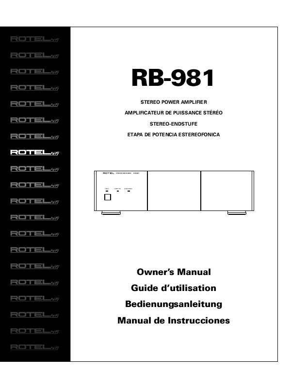Guide utilisation ROTEL RB-981  de la marque ROTEL