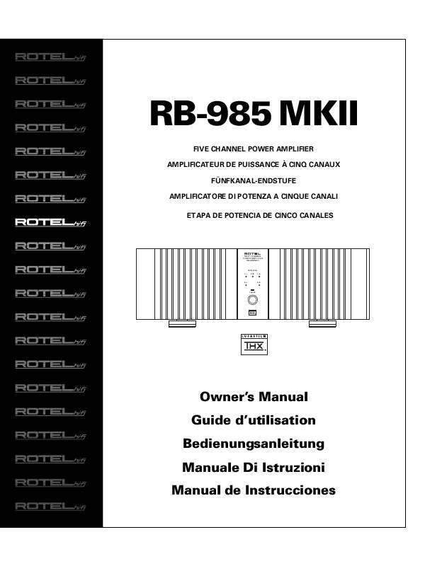 Guide utilisation ROTEL RB-985 MK II  de la marque ROTEL