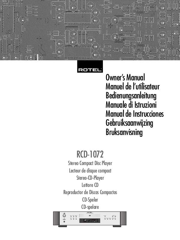 Guide utilisation ROTEL RCD-1070  de la marque ROTEL